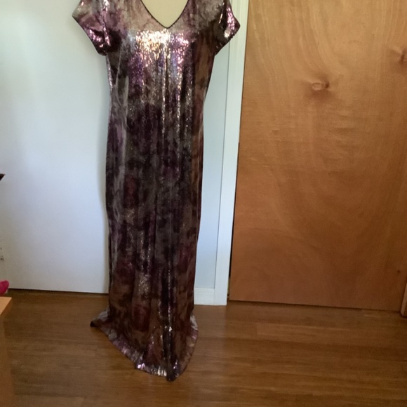 NWT TIMELESS NAEEM KHAN MAXI DRESS LARGE PURPLE SILVER SEQUINS WEDDING PARTY - Picture 12 of 12